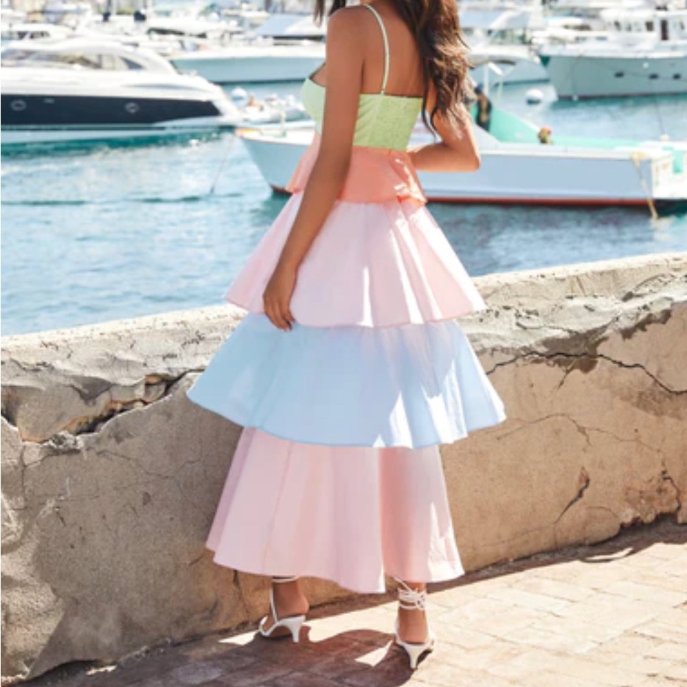 Colorful tiered maxi dress